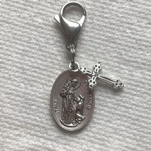 St. Francis medal with cross charm, clip on